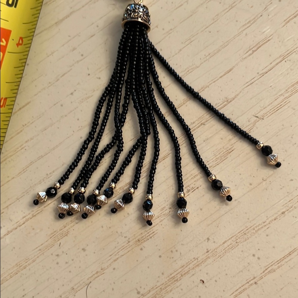 Chic Black and Gold Tassel Necklace - Picture 5 of 6